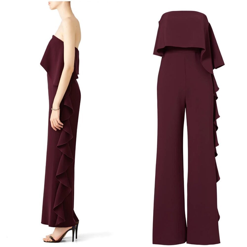 Alexis Kendall Ruffle Strapless Jumpsuit in Plum Size S NWT - Picture 2 of 11